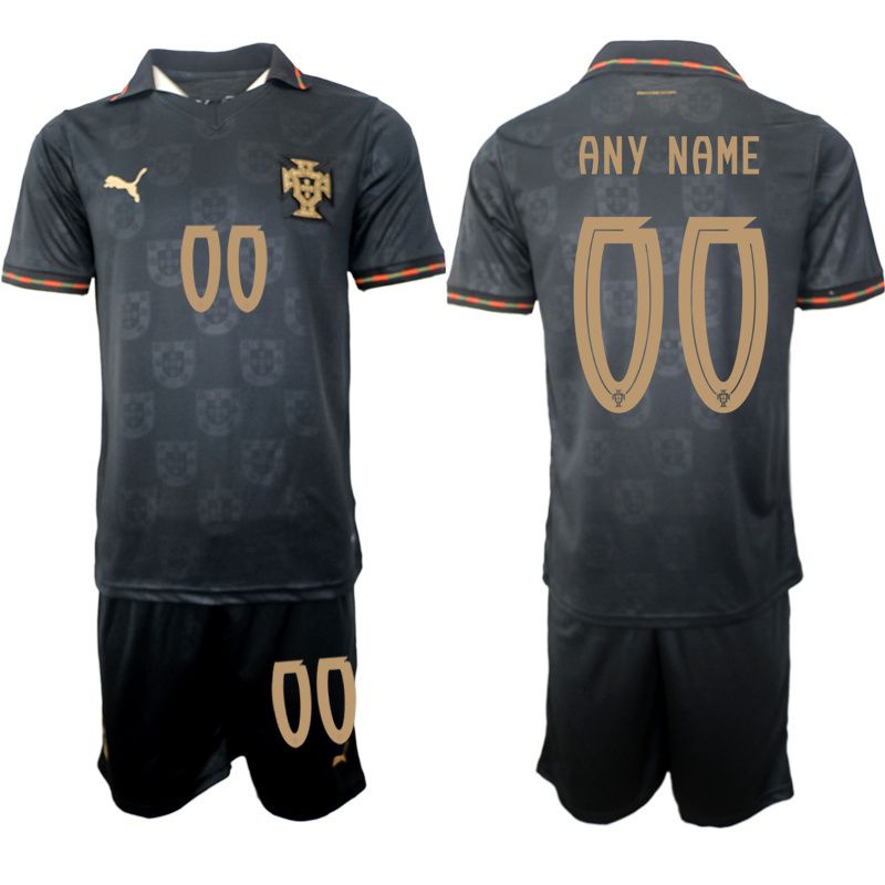 Men 2026 World Cup National Team Portugal away Black customized Soccer Jersey->spain jersey->Soccer Country Jersey